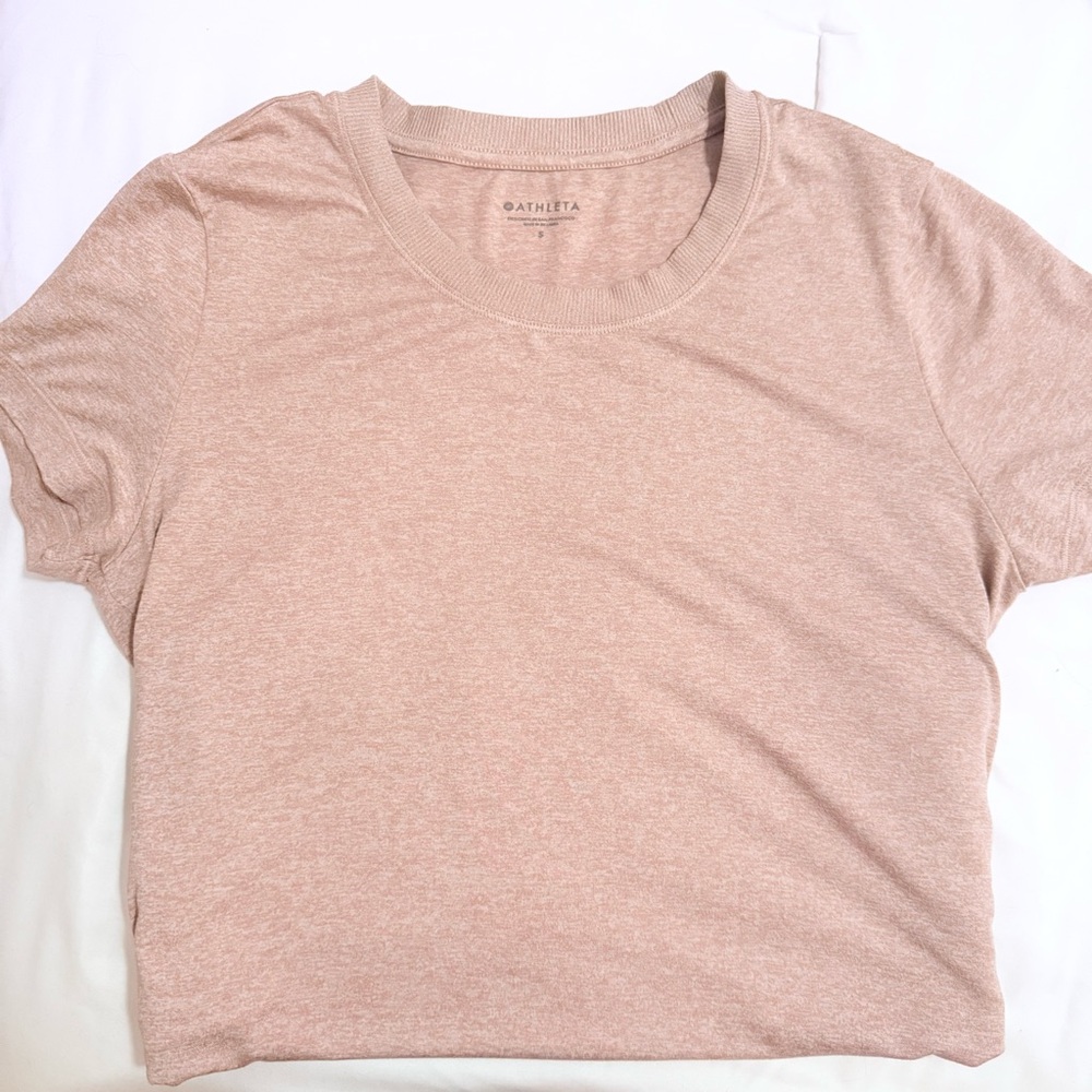Athleta Pink Crop Relaxed Short Sleeve T-Shirt